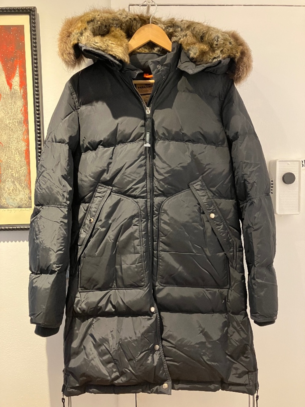 Authentic Parajumpers Women's Long Black Down Parka Slim Fit Medium